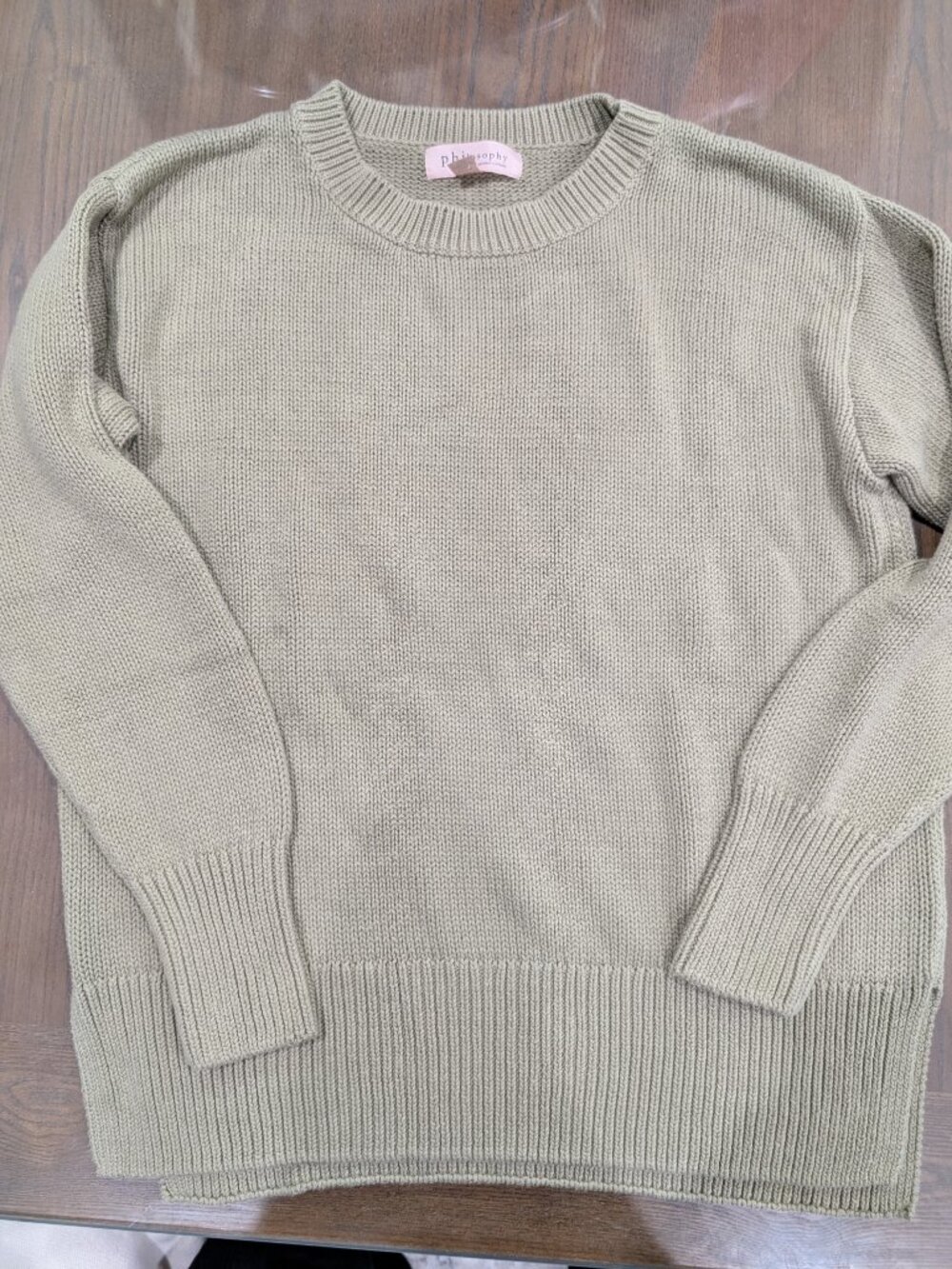 Philosophy new women's green cotton sweater size small